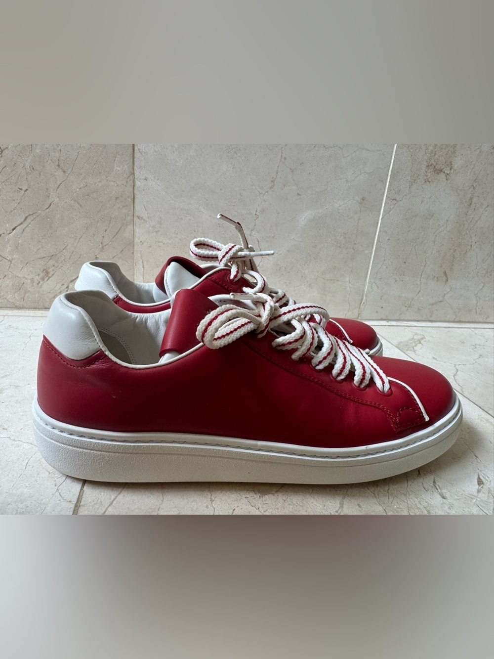 Church's Red and White Leather Sneakers